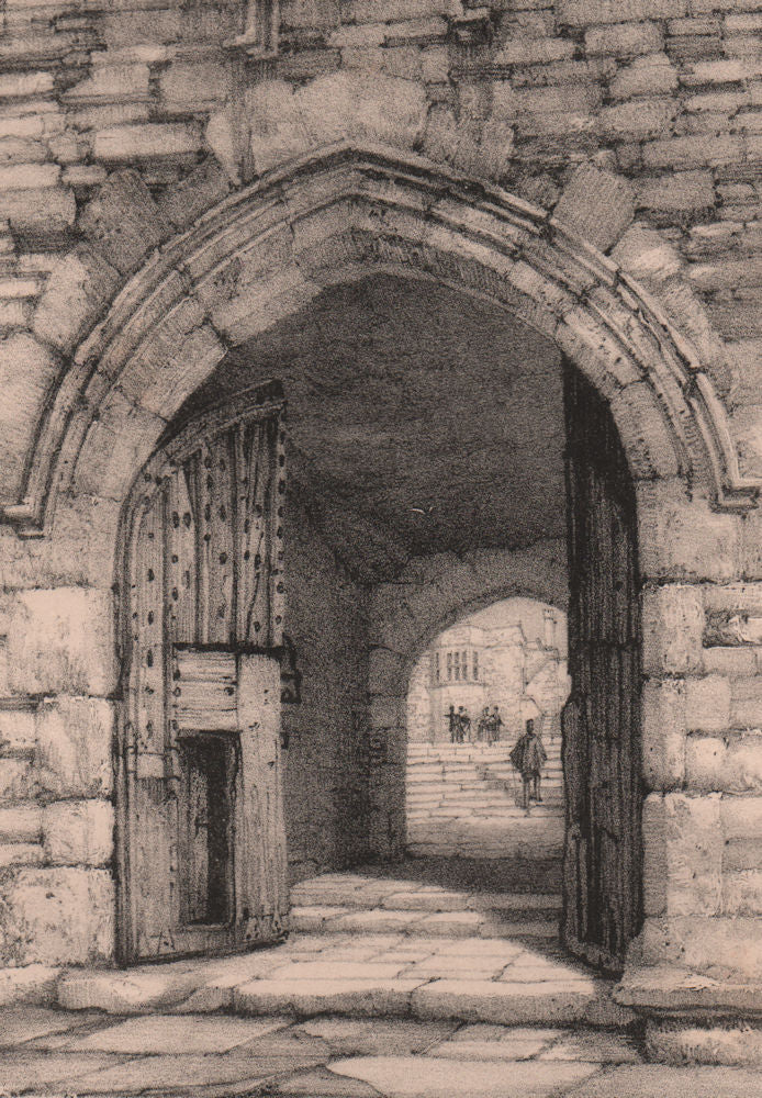 HADDON HALL. North entrance. Derbyshire 1836 old antique vintage print picture